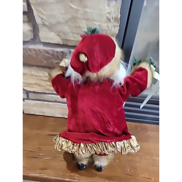 Victorian Christmas Santa Mantel Table Top Figurine 19”Fur Trim Elegant Velvet - Picture 13 of 16